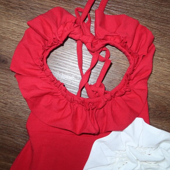 Pixie Girl by Chasing Fireflies Boutique Red White Ruffled Knit Maxi Dress sz 2T - Picture 2 of 6